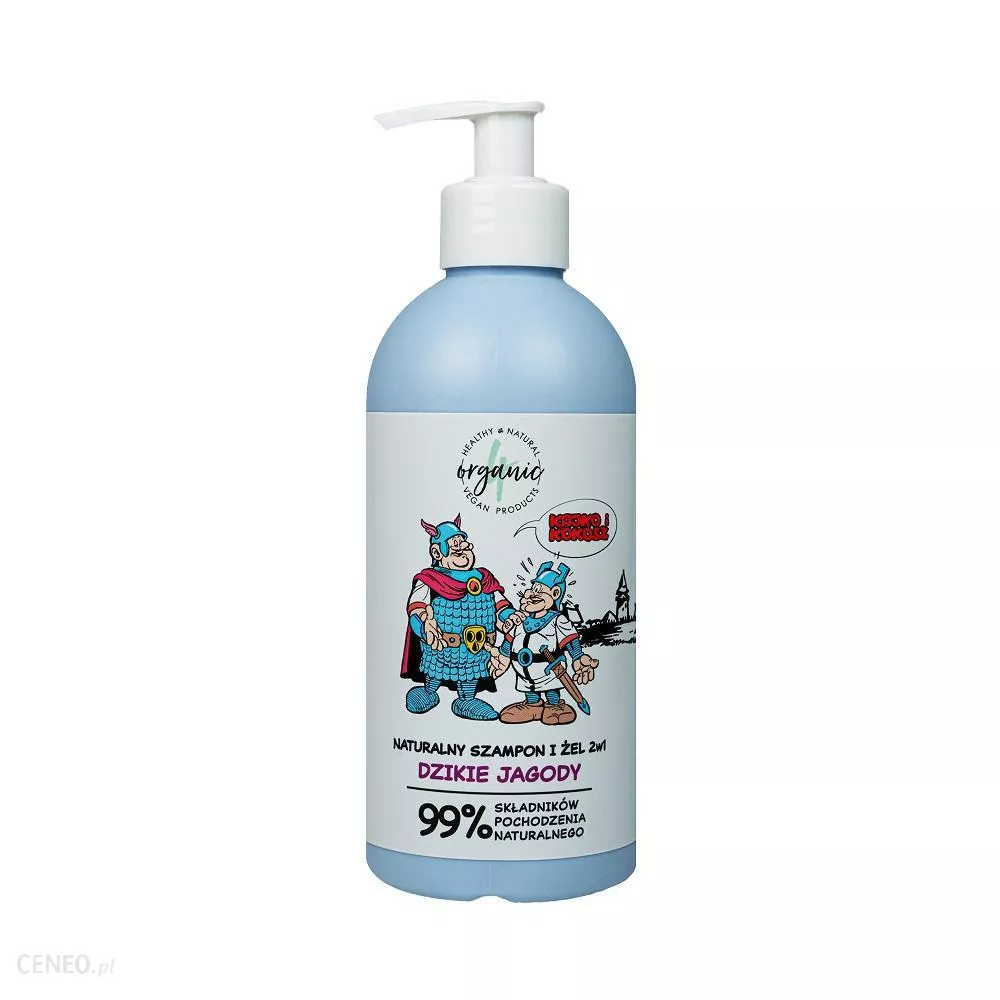 4organic Kajko i Kokosz naturalny szampon i żel do mycia dla dzieci 2w1, Dzikie Jagody 350ml