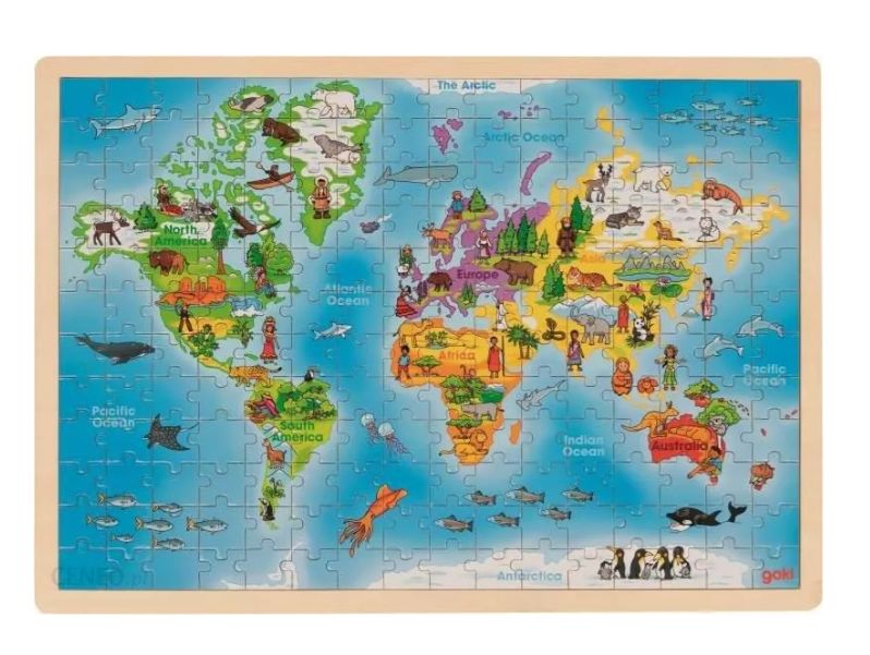 Goki puzzle drewniane mapa świata